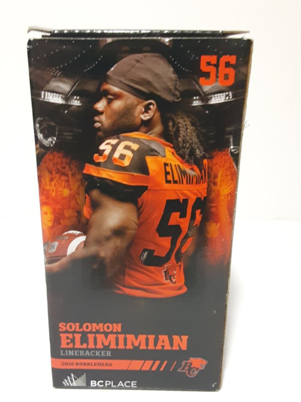 BC Lions #56 Solomon Elimimian Linebacker 2016 Bobblehead CFL Football NEW NIB